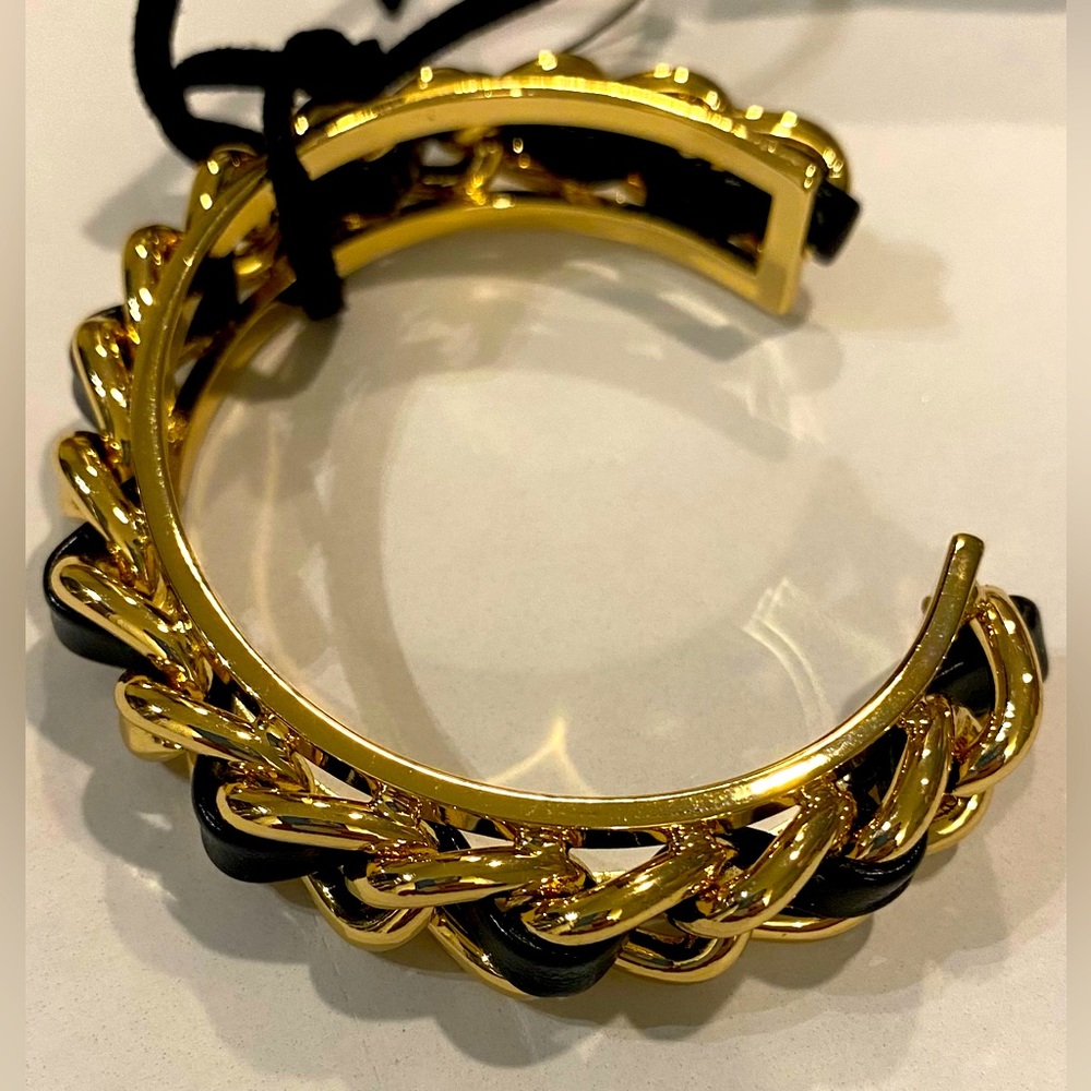 Express Leather Chain Link Cuff Bracelet